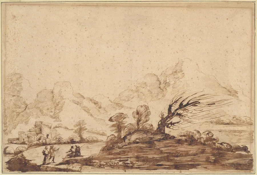 Landscape with Figures by Guercino