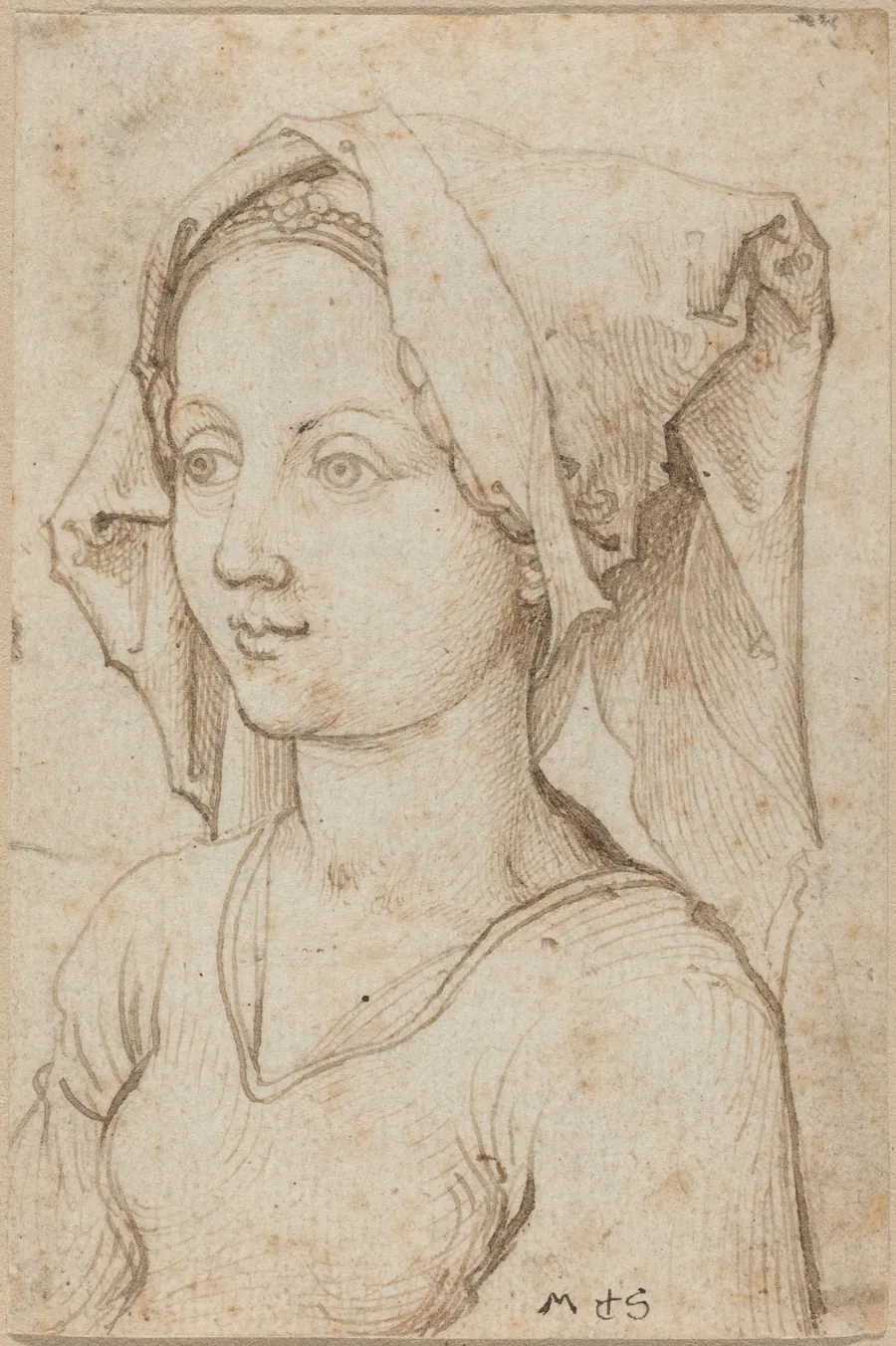 Young Woman Wearing a Scarf by Martin Schongauer