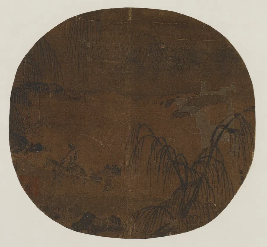 Travelers under willow trees by Formerly attributed to Ma Yuan 馬遠 (active late 12th-early 13th century)
