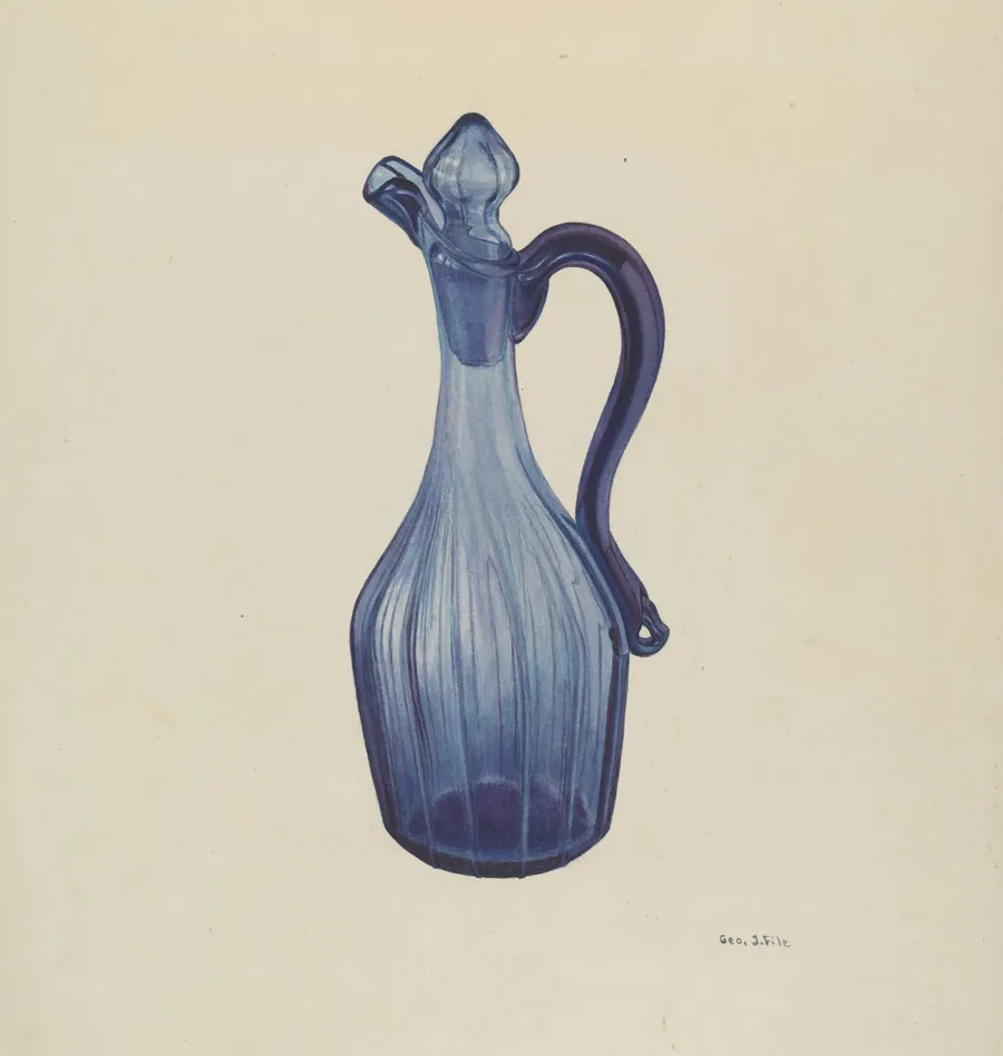 Blue Glass Cruet and Stopper by George File
