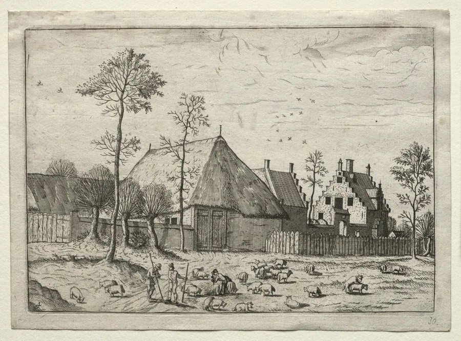 View of Villages in Brabant and Campine: Shepherds with Flock by Master of the Small Landscapes