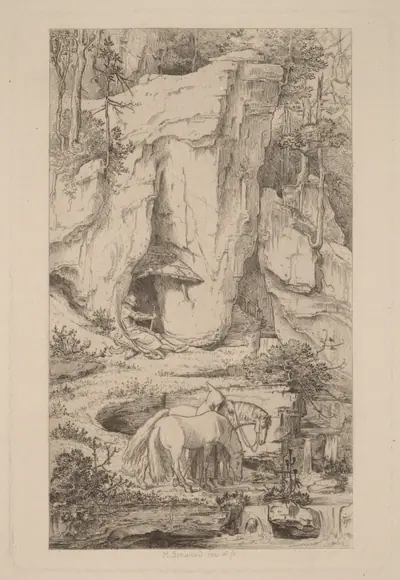 A Monk Leading Horses to Water