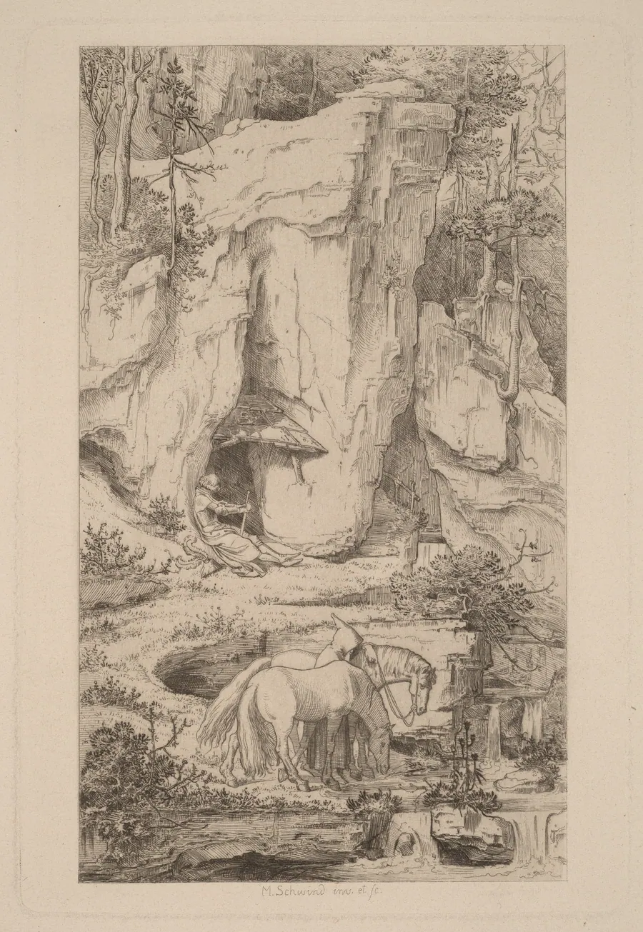 A Monk Leading Horses to Water by Moritz von Schwind