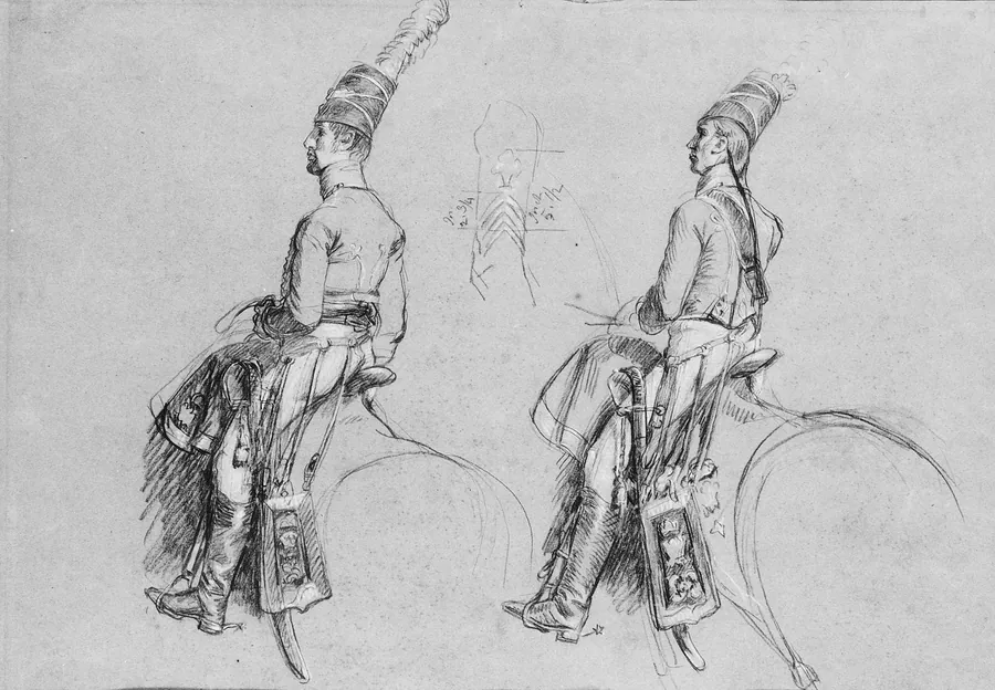 Two Equestrian Figures, Possibly a Study for "George IV,  Prince of Wales" by John Singleton Copley