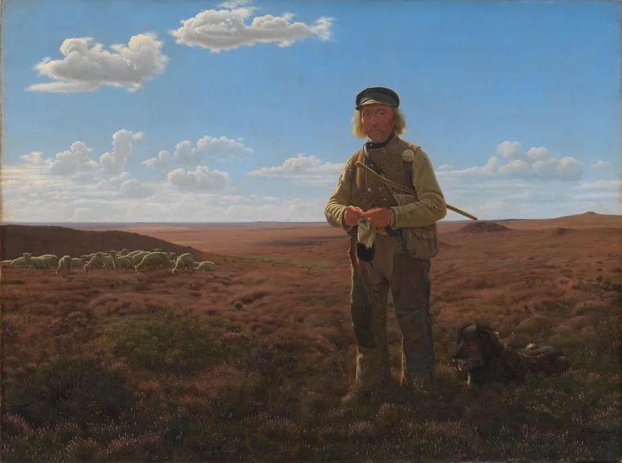 En jysk fårehyrde på heden by Frederik Vermehren