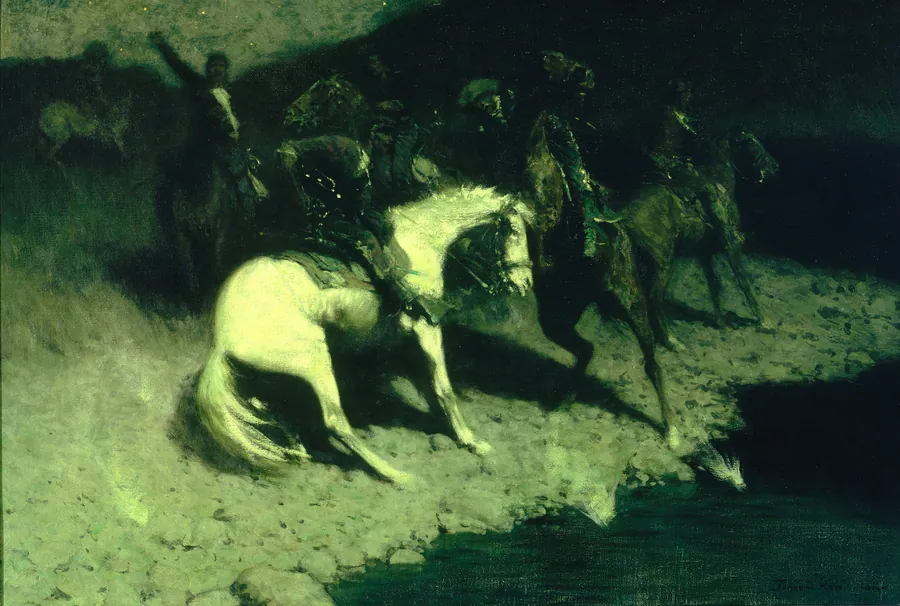 Fired On by Frederic Remington, born Canton, NY 1861-died Ridgefield, CT 1909