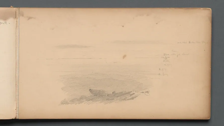 Sketchbook, page 04: Sea Scape with Color Notations by Sanford Robinson Gifford