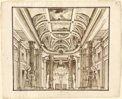 Fantasy of a Great Hall with Basketweave Columns