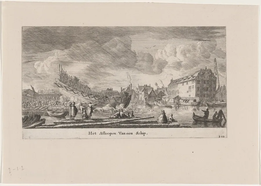 The Launch of a Ship by Reinier Nooms, called Zeeman