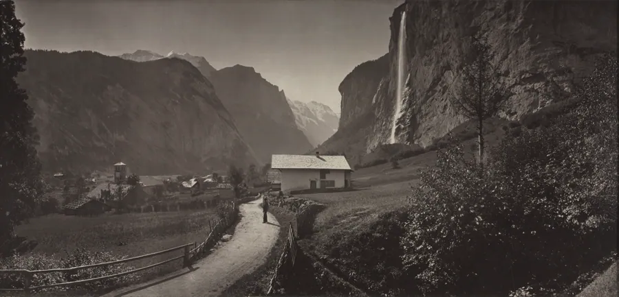 Valley of Lauterbrunnen, Switzerland (from the album Charbons de Braun- vues prises avec l'objectif panoramique mobile, 1868) by Adolphe Braun