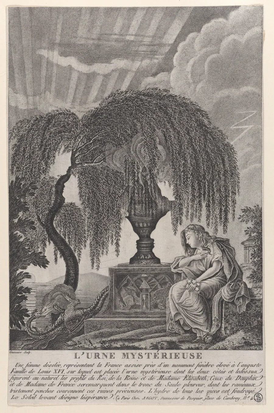 The Mysterious Urn, with the hidden silhouettes of the French royal family by Louis XVII