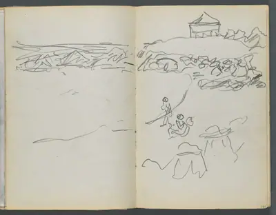 Sketchbook, The Dells, N° 127, page 130 & 131: Coastal View