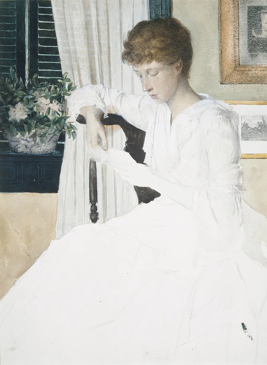 Anna Dwight Weir Reading a Letter by Julian Alden Weir