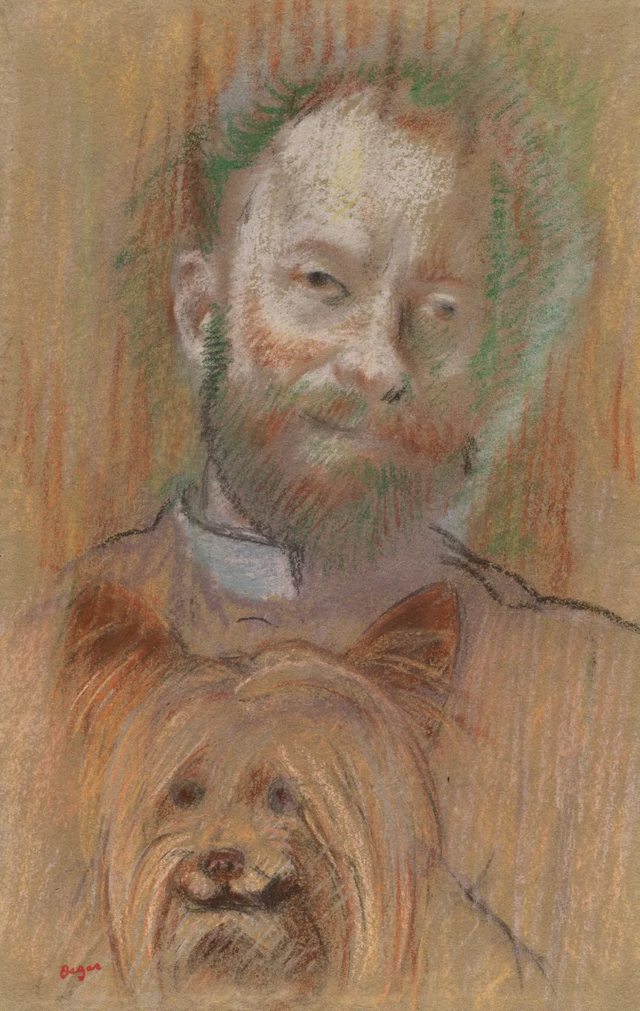 Ludovic Lepic Holding His Dog by Edgar Degas