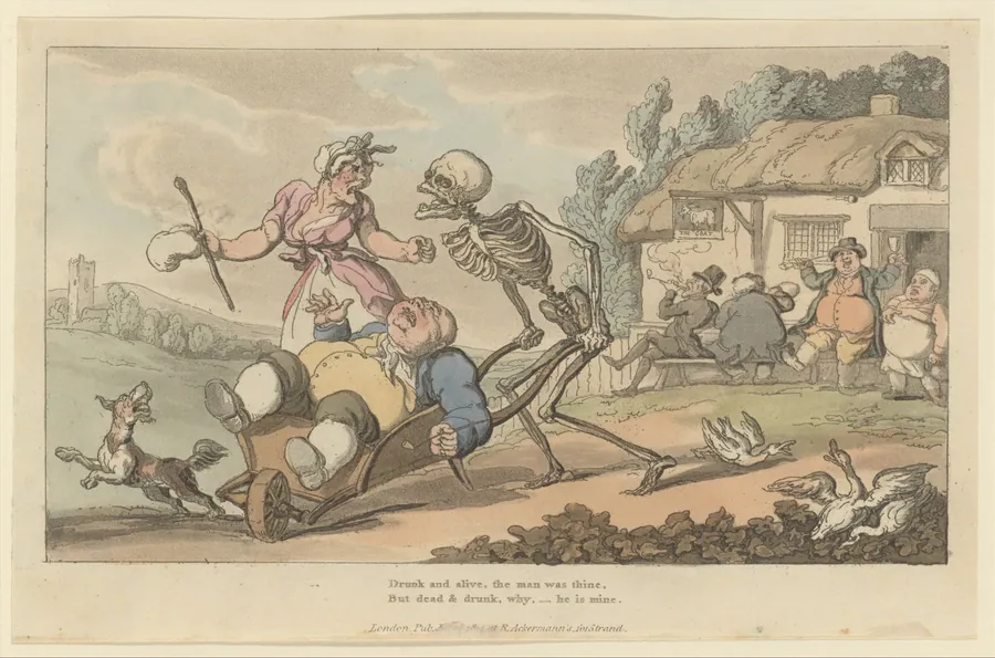 The Sot (The English Dance of Death, plate 12) by Thomas Rowlandson