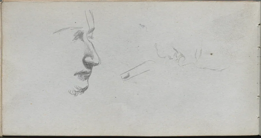 Sketchbook, page 80: Study of Faces by Ernest Meissonier
