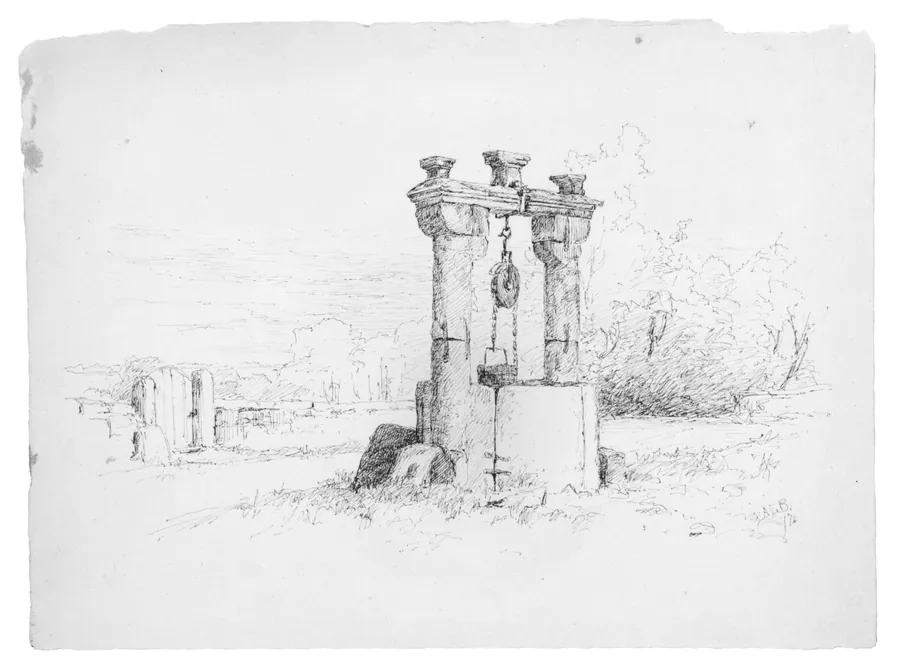 Sketch of a Well, Roden Thor, Germany by Andrew Fisher Bunner