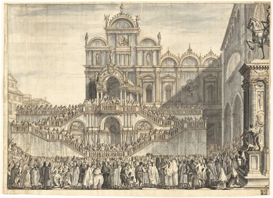 Campo San Zanipolo Decorated for the Visit of Pius VI by Domenico Fossati