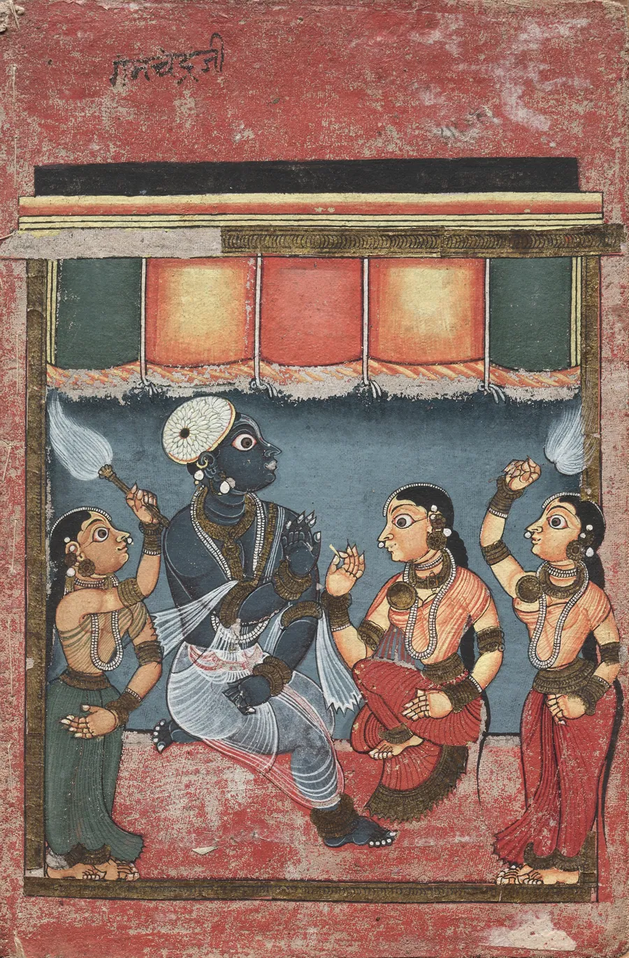Krishna with Radha and Two Attendants (recto)