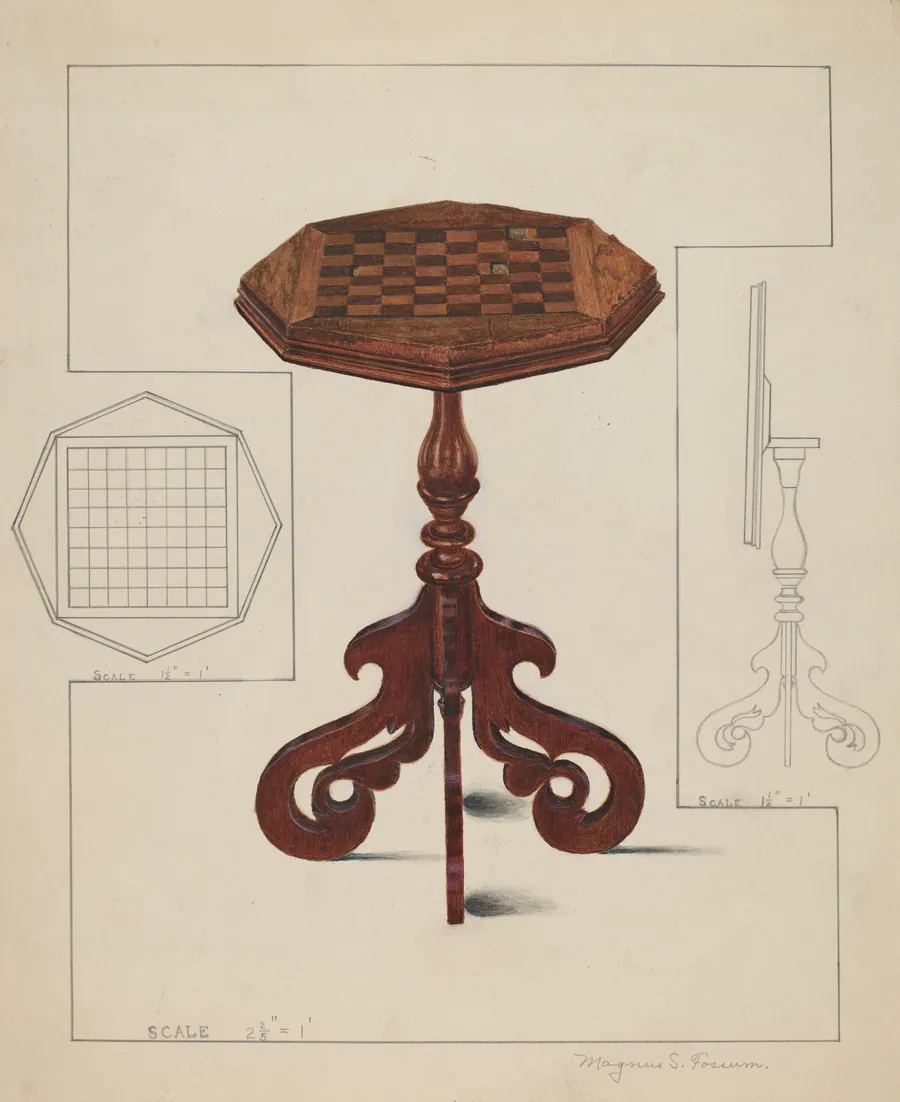 Checker-board Table-tilt Top by Magnus S. Fossum