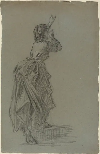 Young Woman Climbing a Step
