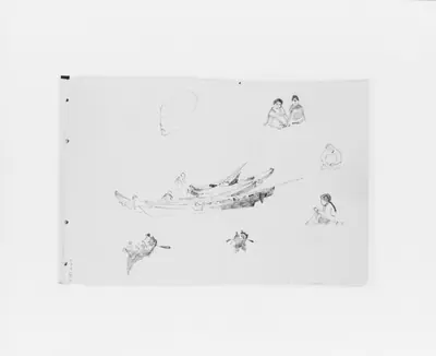 Sketch of Figures and Boats (from Sketchbook X)
