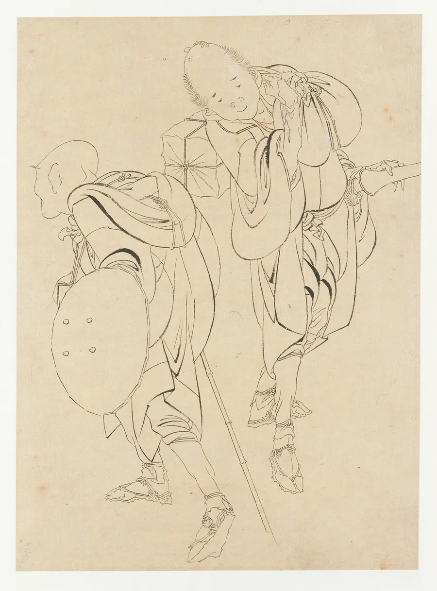 Travelers by Katsushika Hokusai 葛飾北斎 (1760-1849)