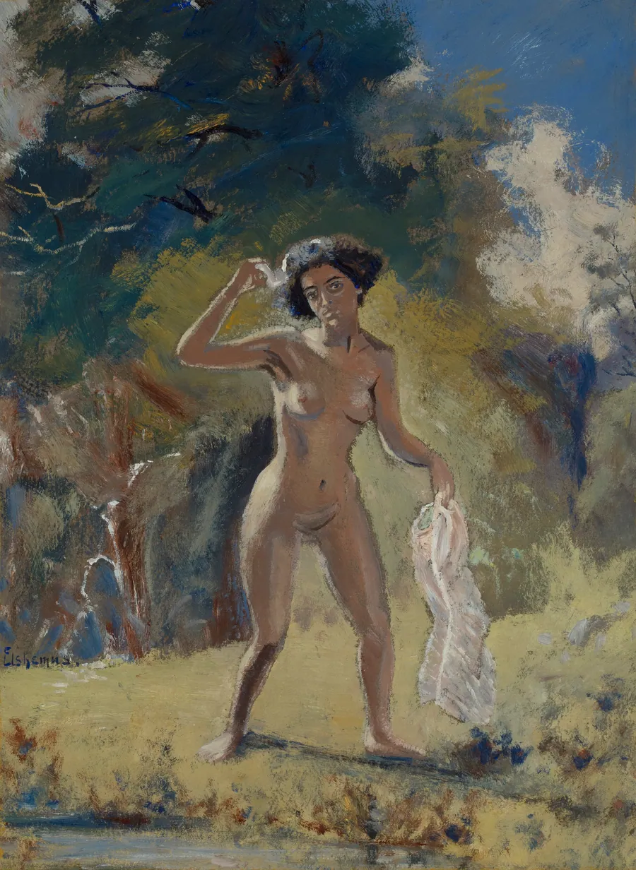 Nude Holding Shift by Louis Eilshemius, American, b. Arlington, New Jersey, 1864–1941