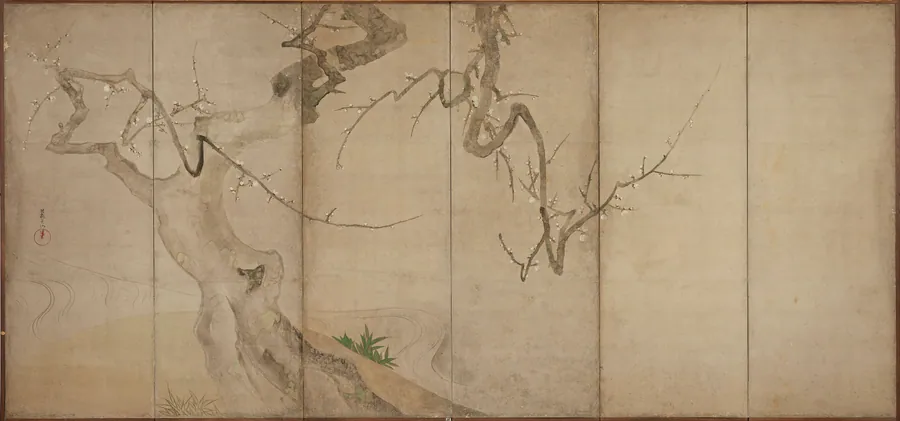 A budding plum tree by Ogata Korin 尾形光琳 (1658-1716)