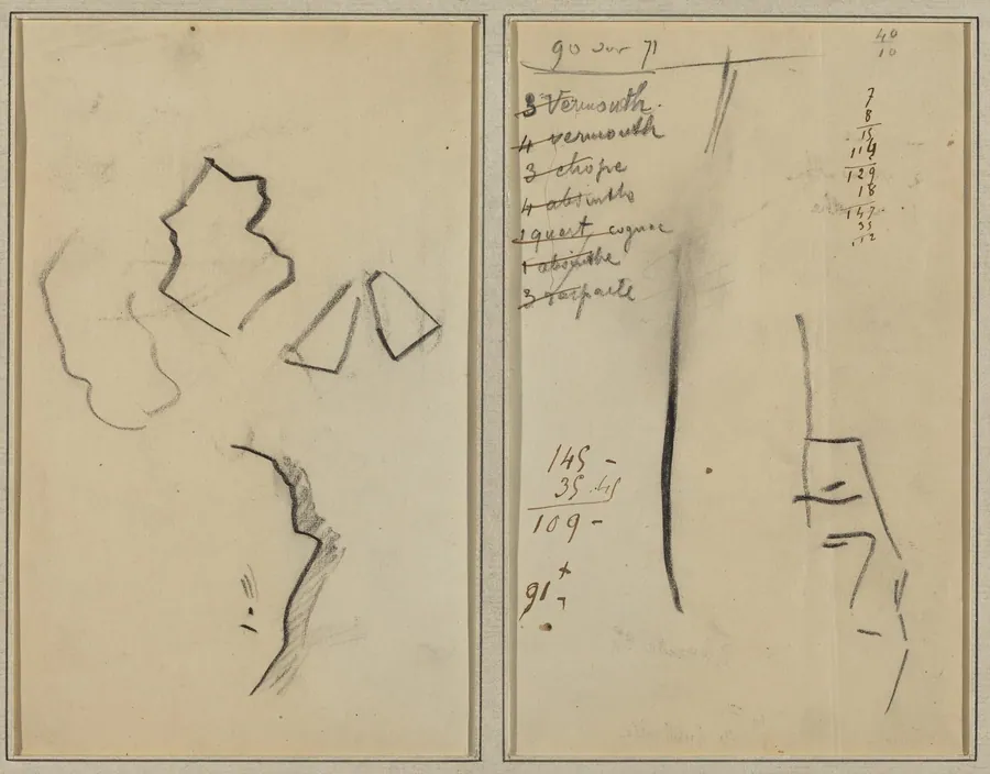 A Profile and Four Shapes; Sketch of a Man's Head [recto] by Paul Gauguin