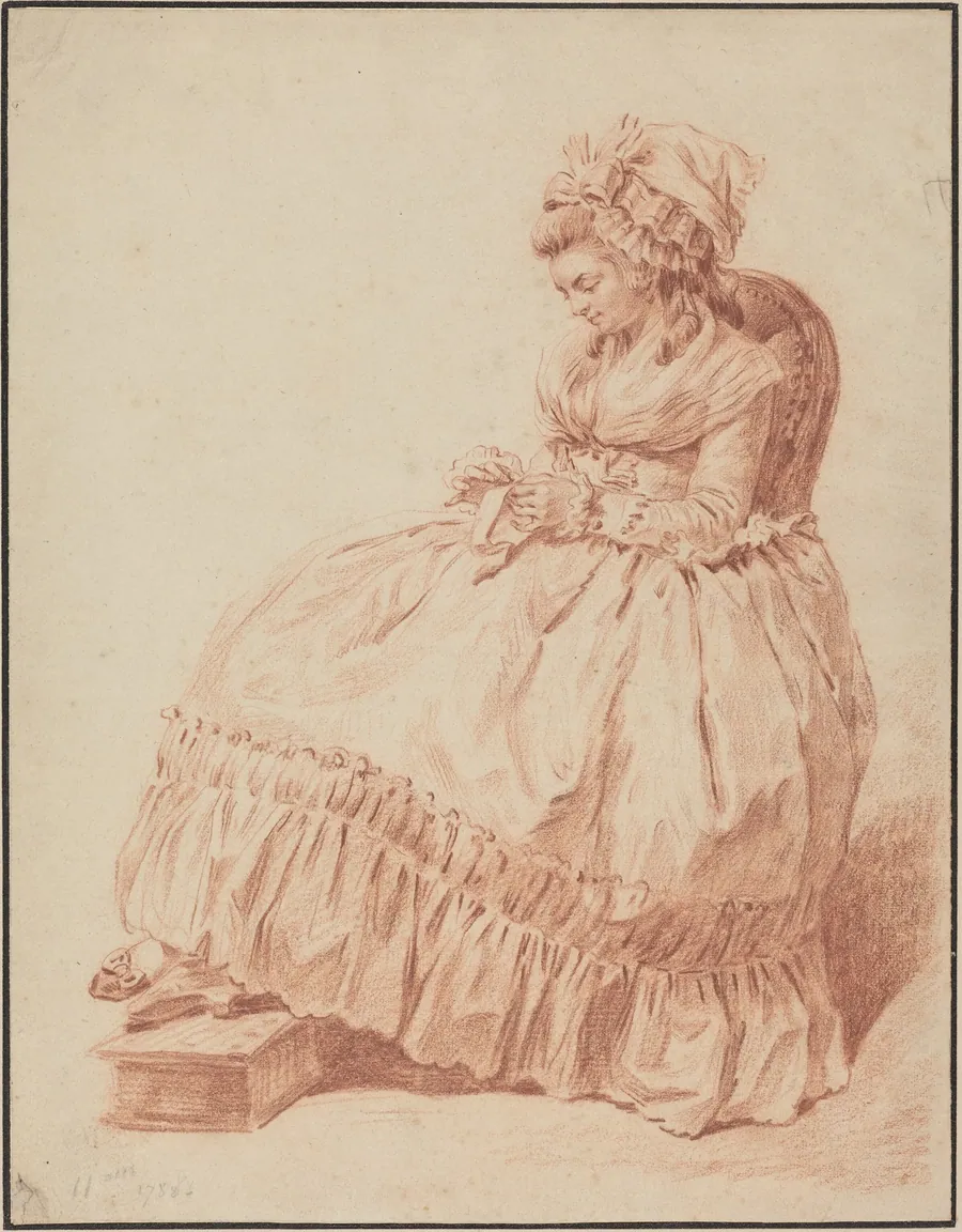 Seated Woman Sewing by Louis Rolland Trinquesse