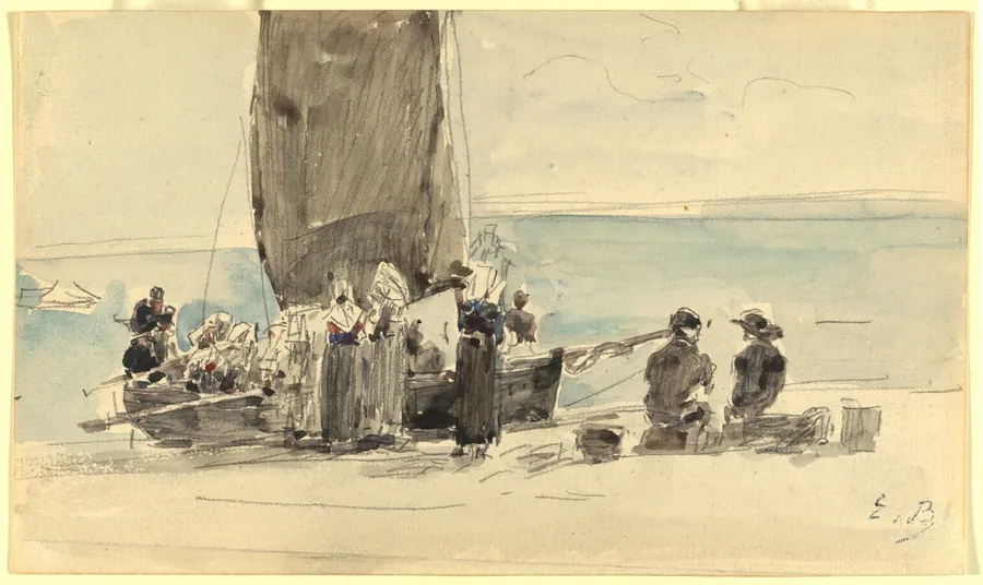 Loading the Boats by Eugène Boudin