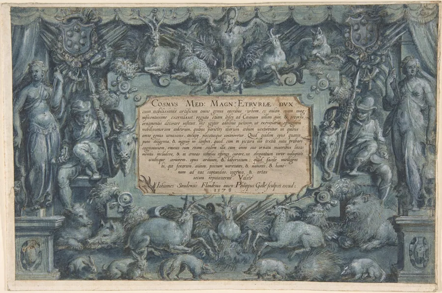 Design for a Frontispiece with the Medici Arms by Jan van der Straet, called Stradanus