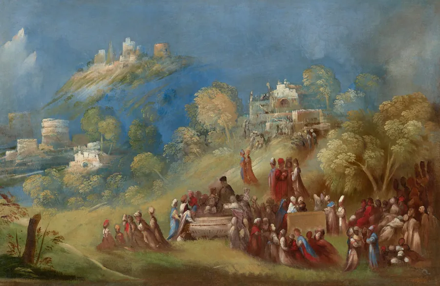The Trojans Building the Temple to Venus and Making Offerings at Anchises's Grave in Sicily by Dosso Dossi
