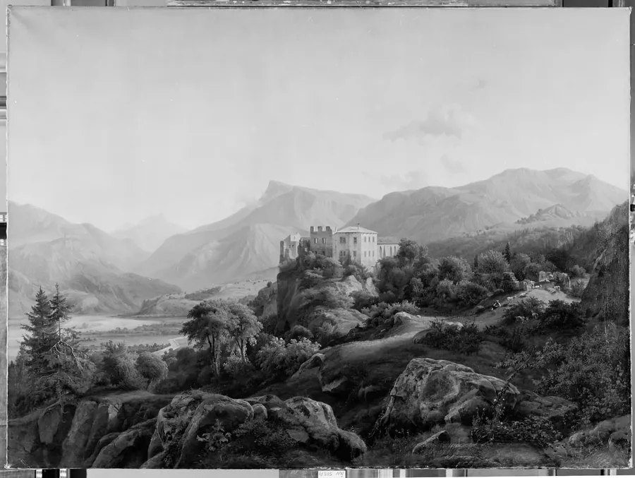 Etschdalen ved Bozen med ruinerne af Hasselberg by Hermann Carmiencke