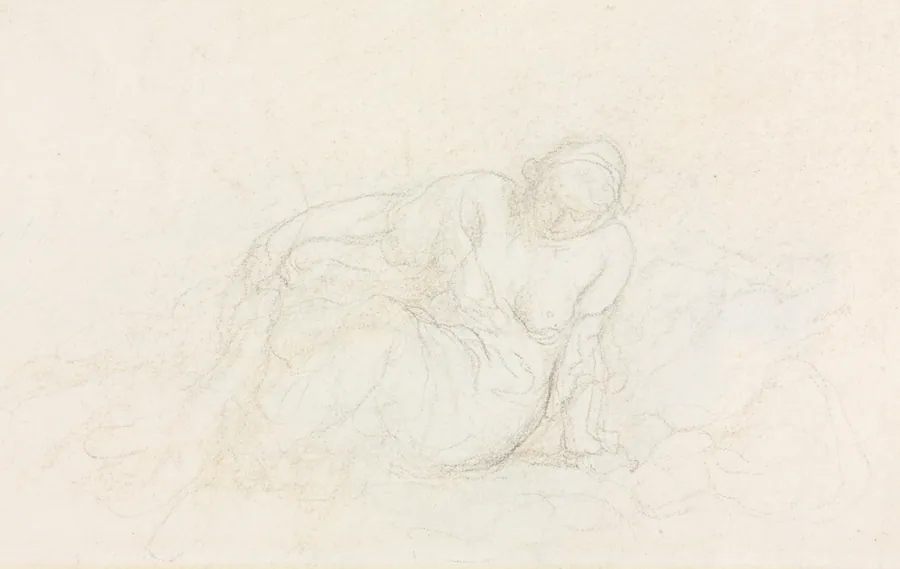 Reclining Woman Leaning on Her Arm (verso) by Honoré Daumier