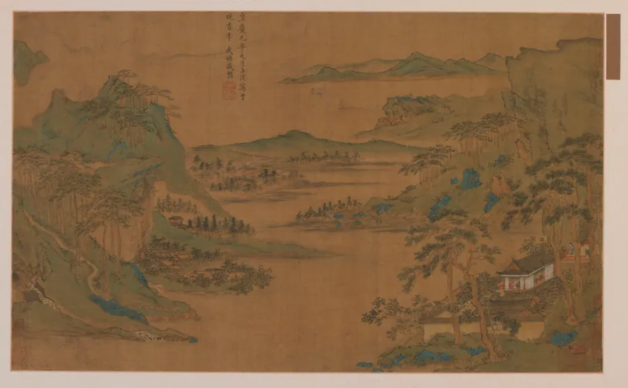 A broad view of mountains and water by Traditionally attributed to Sheng Mou 盛懋 (ca. 1310-1360)