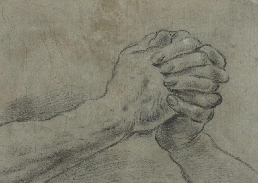 Clasped Hands [verso] by Giacomo Cavedone