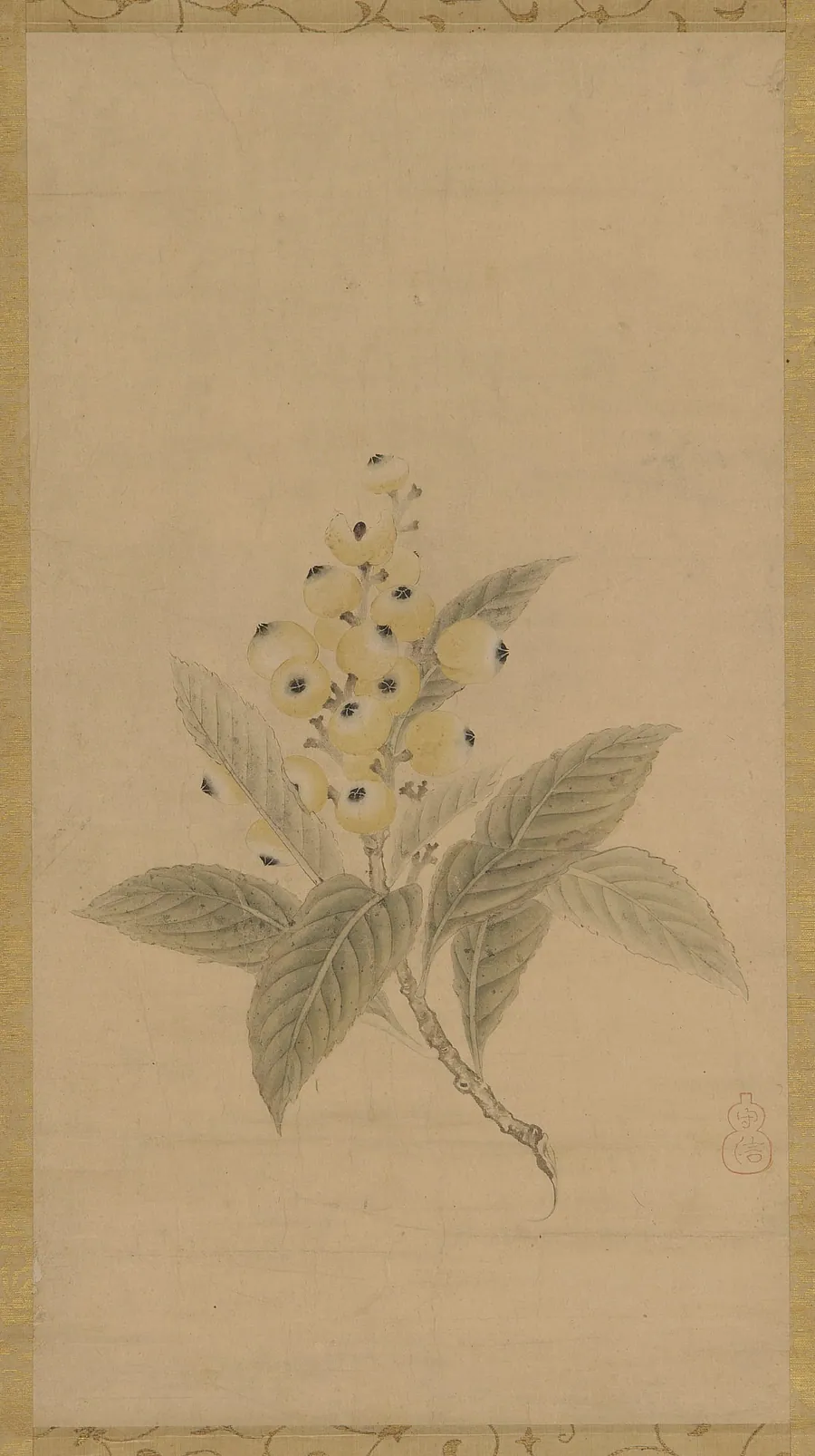 A branch of medlars by Kano Tan'yu 狩野探幽 (1602-1674)