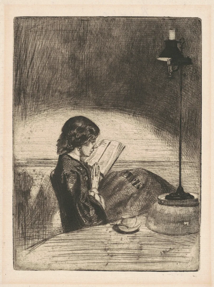 Reading by Lamplight by James McNeill Whistler