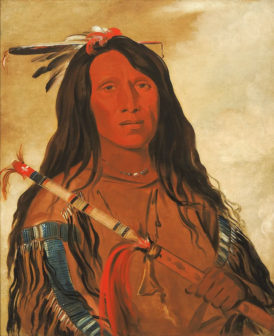 Né-hee-ó-ee-wóo-tis, Wolf on the Hill, Chief of the Tribe by George Catlin, born Wilkes-Barre, PA 1796-died Jersey City, NJ 1872