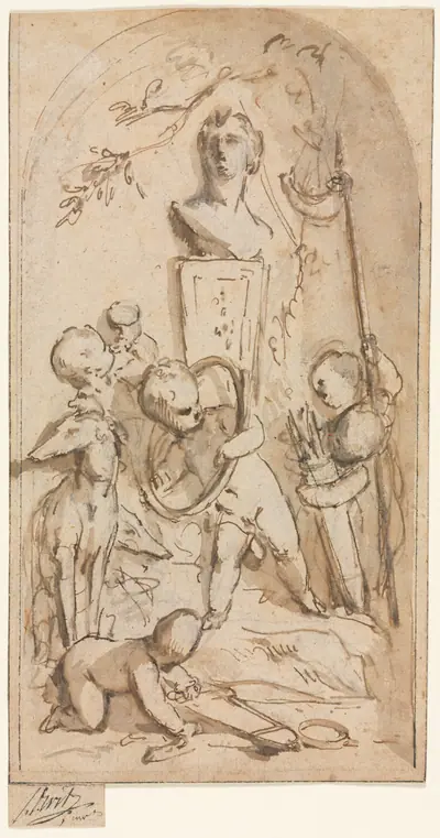 Bust of Diana with Putti and Hunting Attributes