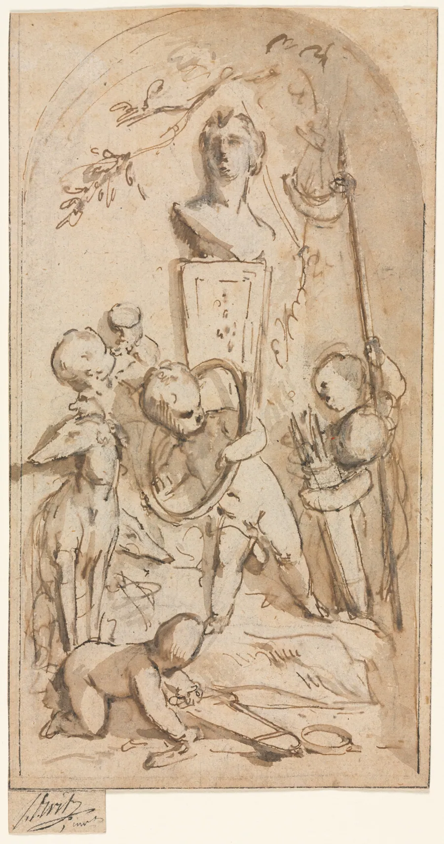 Bust of Diana with Putti and Hunting Attributes by Jacob de Wit