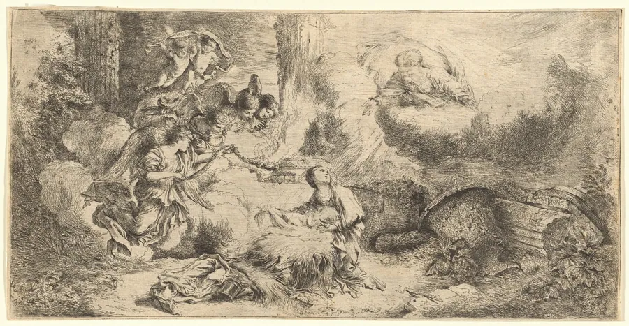 God the Father and Angels Adoring the Christ Child by Giovanni Benedetto Castiglione