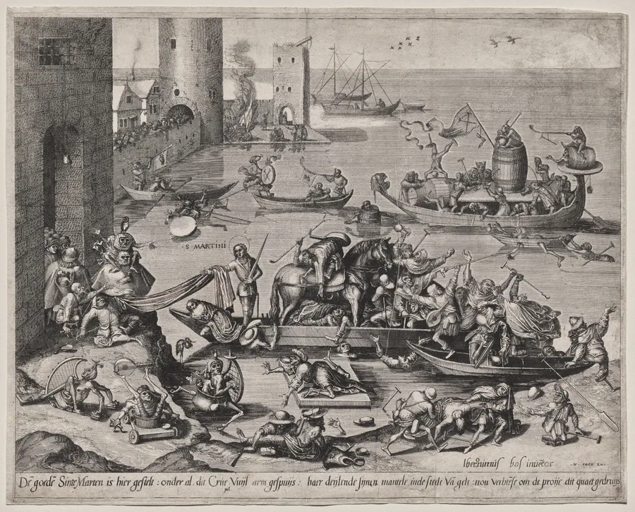 Saint Martin with His Horse on a Ship by Johannes I van Doetecum