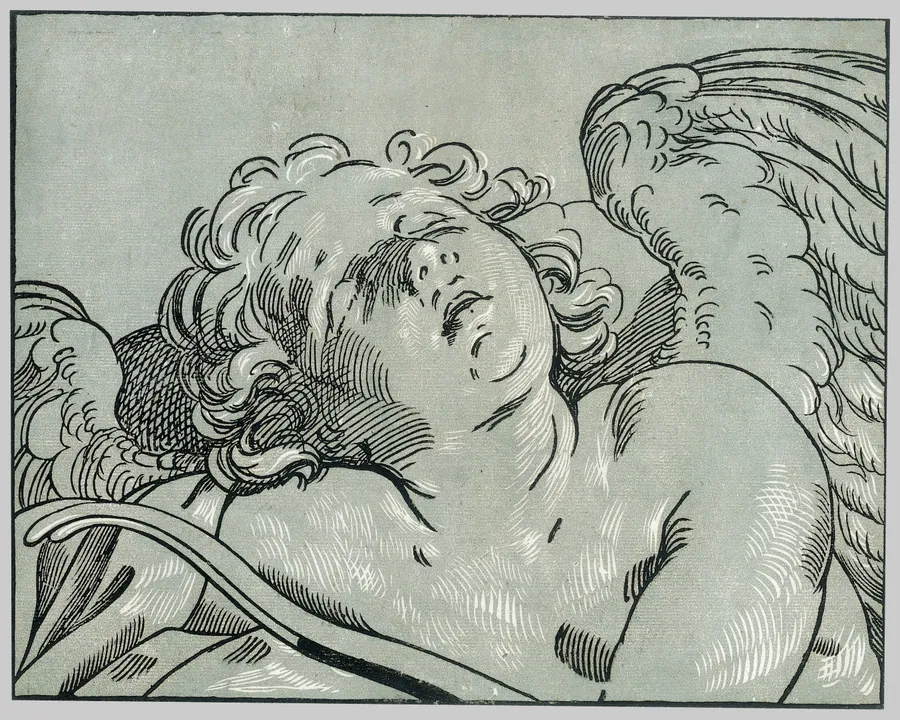 A sleeping cupid by Bartolomeo Coriolano