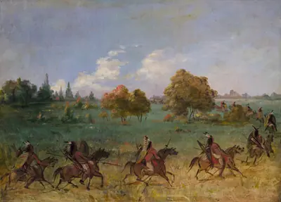 Comanche War Party on the March, Fully Equipped