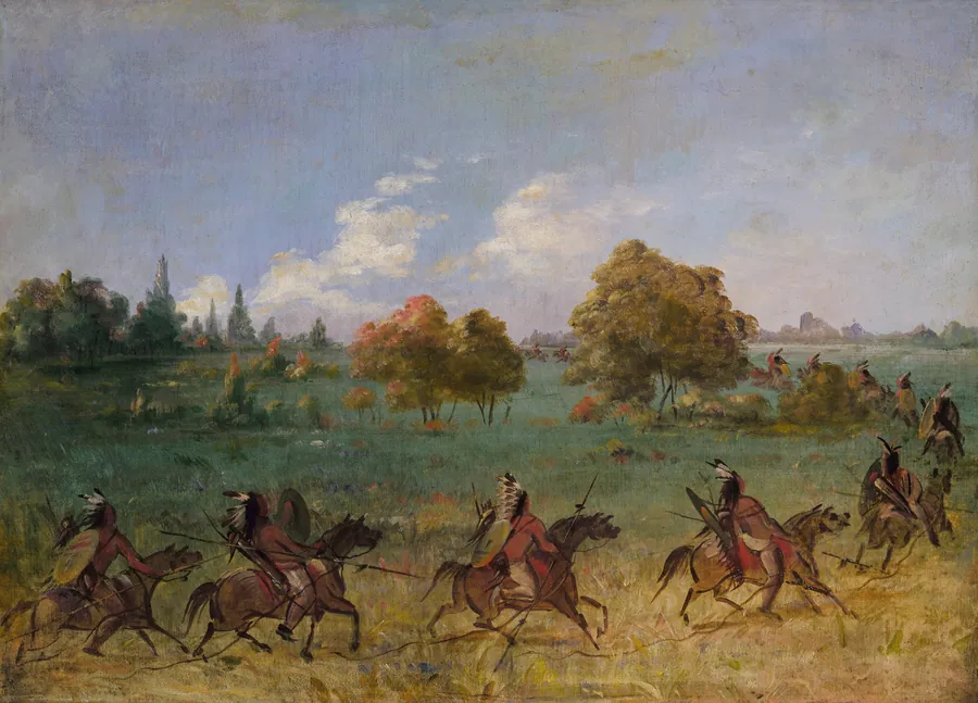 Comanche War Party on the March, Fully Equipped by George Catlin, born Wilkes-Barre, PA 1796-died Jersey City, NJ 1872