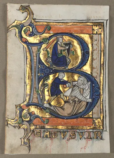 Leaf Excised from a Psalter: Initial B with King David