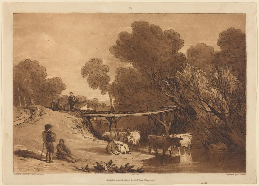 Bridge and Cows by Charles Turner